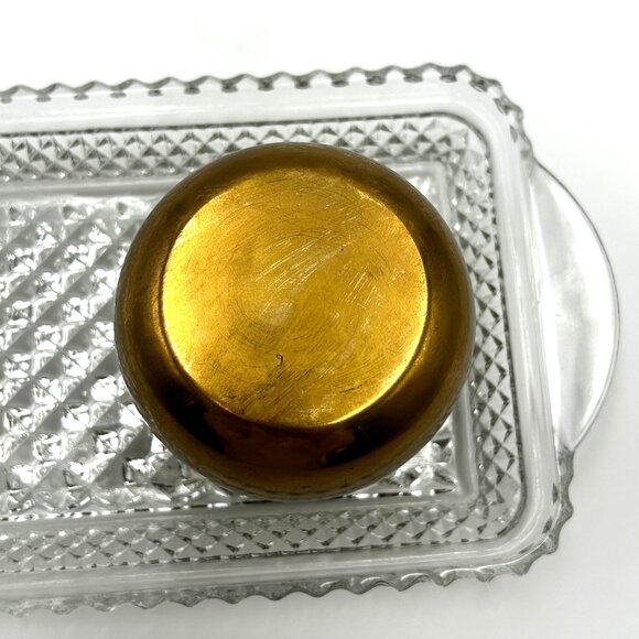 Sparkling Glass Cut Tray & Brass Candleholder W Glass Tulip Insert | 3 PIECE SET - Picture 11 of 14